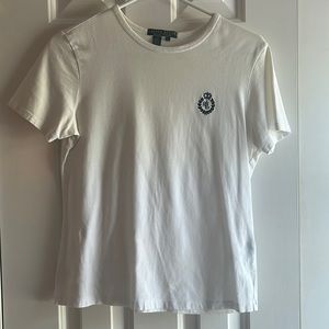Womens Lauren active Ralph Lauren t shirt white with black RLL emblem size small